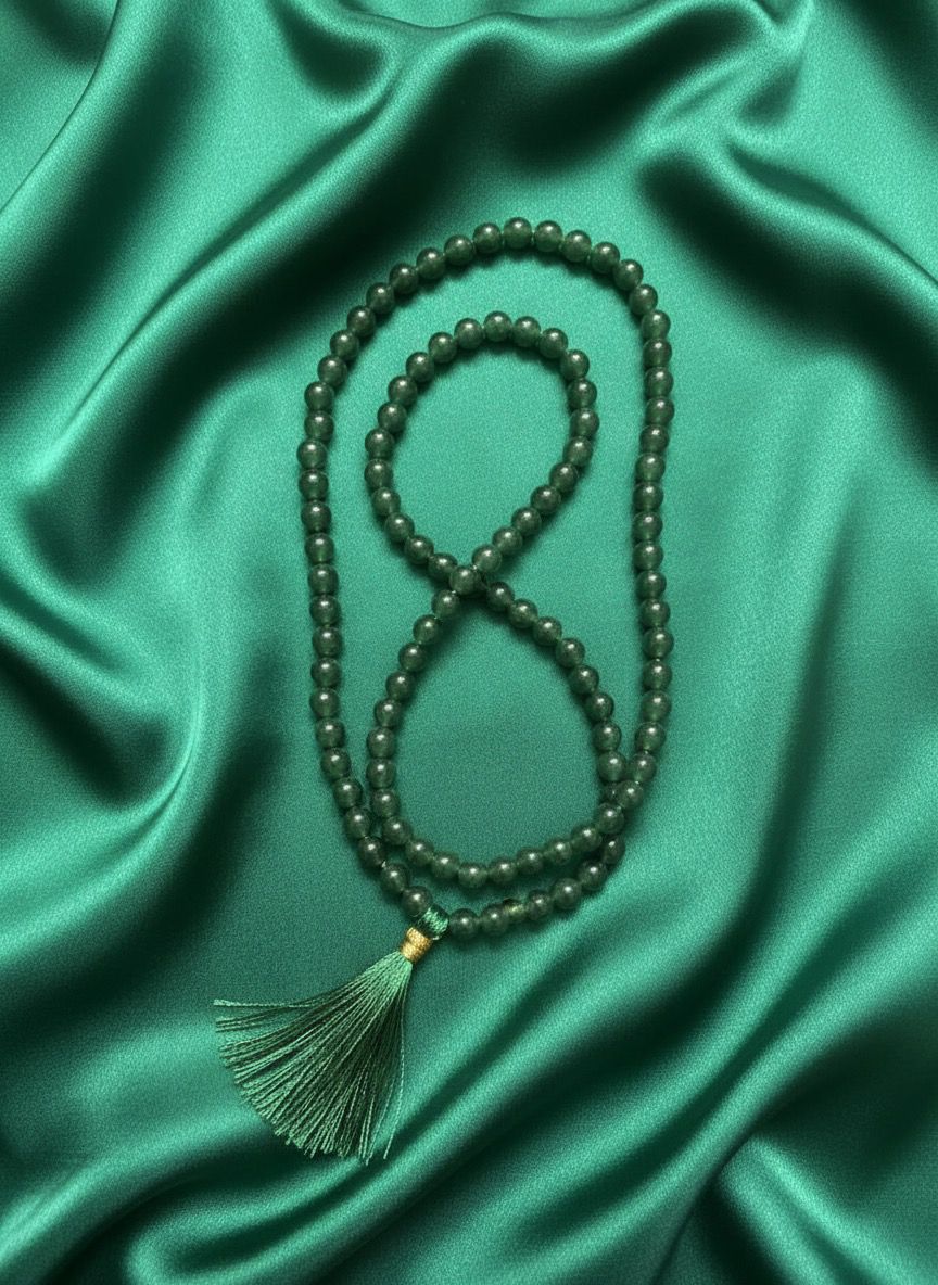 Evaarah - Energised🌿 Dark Green Aventurine Mala/Chain – Prosperity, Healing & Heart Wisdom